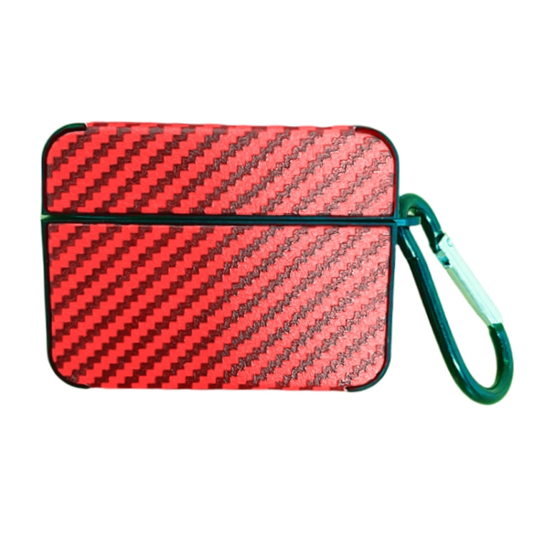 For AirPods Pro 2 Carbon Fiber Square Leather Earphone Case with Hook