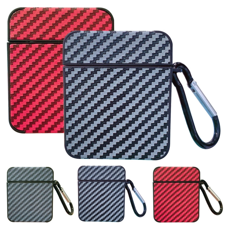 For AirPods 3 Carbon Fiber Square Leather Earphone Case with Hook