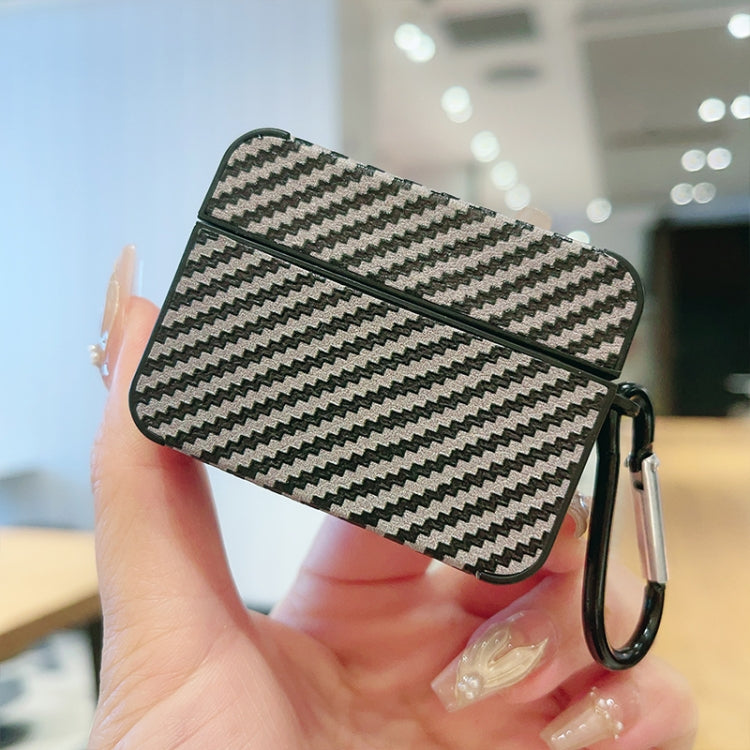 For AirPods 3 Carbon Fiber Square Leather Earphone Case with Hook