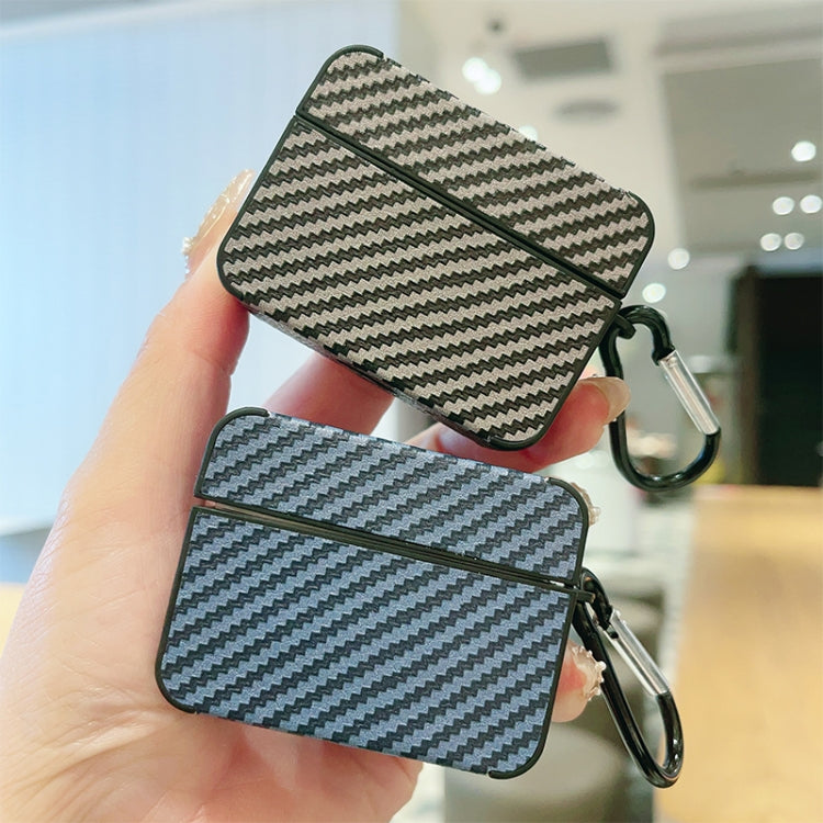 For AirPods 3 Carbon Fiber Square Leather Earphone Case with Hook