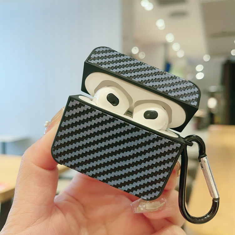 For AirPods 3 Carbon Fiber Square Leather Earphone Case with Hook