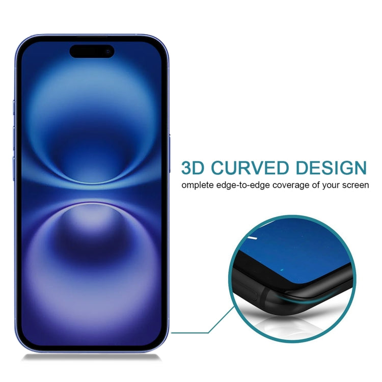 For iPhone 16 Full Cover Anti-spy Silk Screen Tempered Glass Film