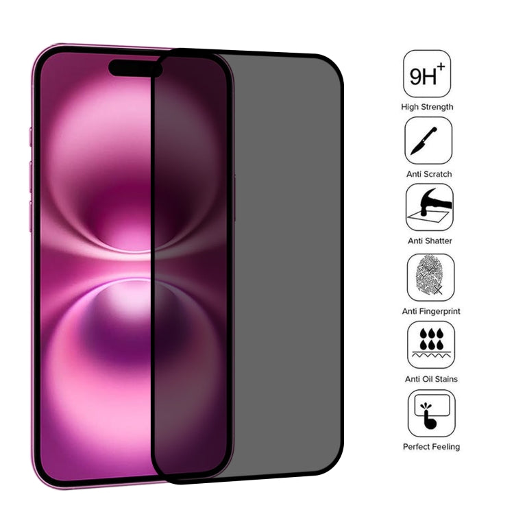For iPhone 16 Plus Full Cover Anti-spy Silk Screen Tempered Glass Film