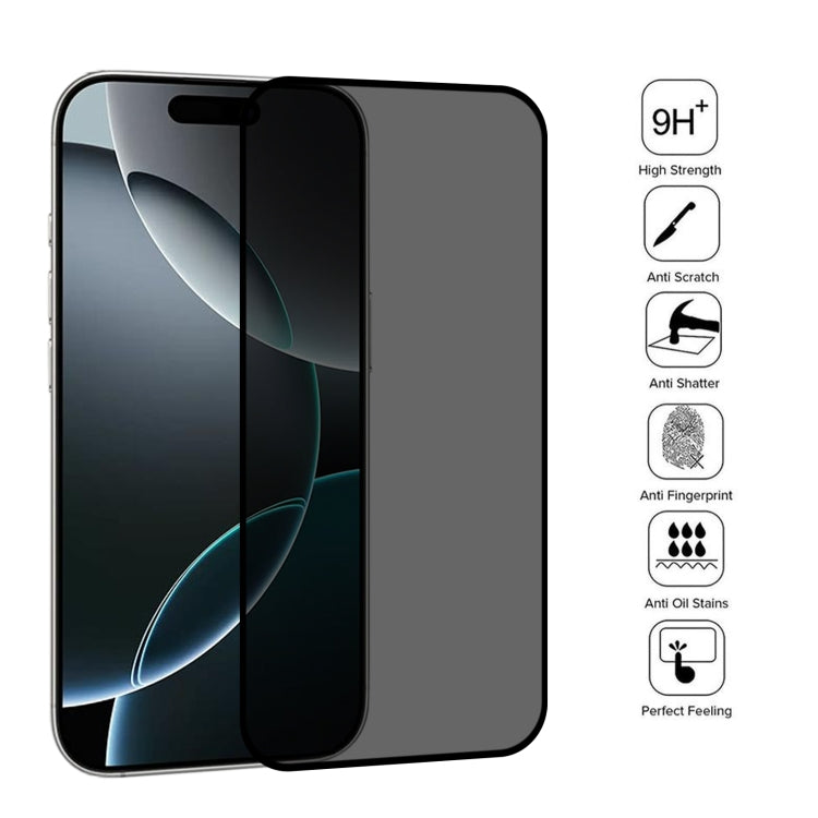 For iPhone 16 Pro Full Cover Anti-spy Silk Screen Tempered Glass Film