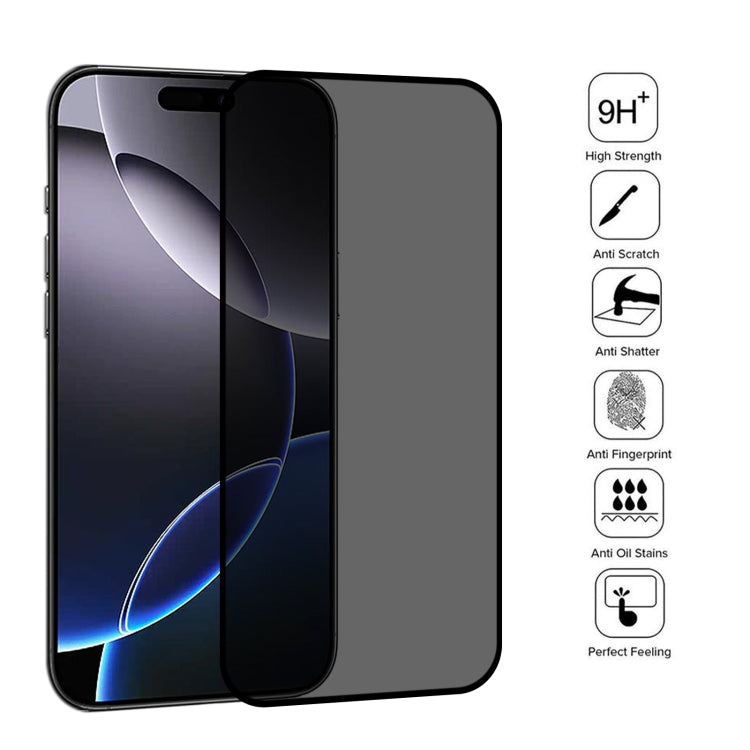 For iPhone 16 Pro Max Full Cover Anti-spy Silk Screen Tempered Glass Film