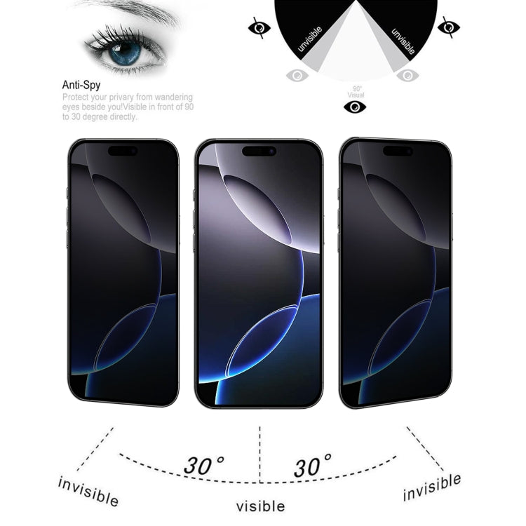 For iPhone 16 Pro Max Full Cover Anti-spy Silk Screen Tempered Glass Film