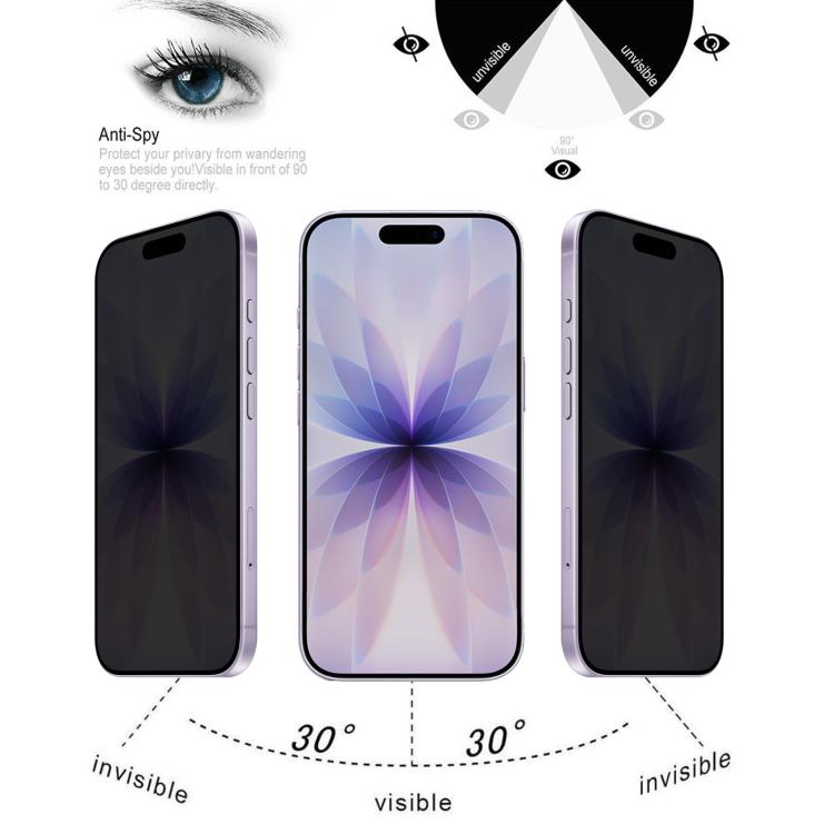 For iPhone 17 Full Cover Anti-spy Silk Screen Tempered Glass Film