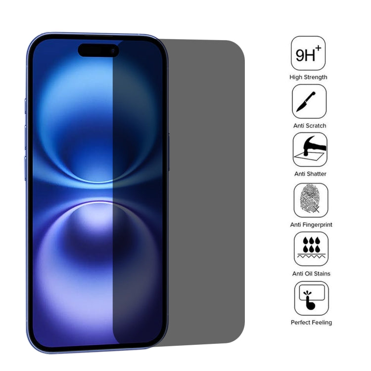 For iPhone 16 High Transparency Full Cover Anti-spy Tempered Glass Film