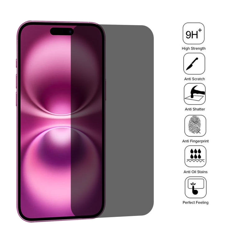 For iPhone 16 Plus High Transparency Full Cover Anti-spy Tempered Glass Film