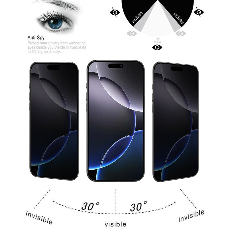 For iPhone 16 Pro Max 25pcs High Transparency Full Cover Anti-spy Tempered Glass Film