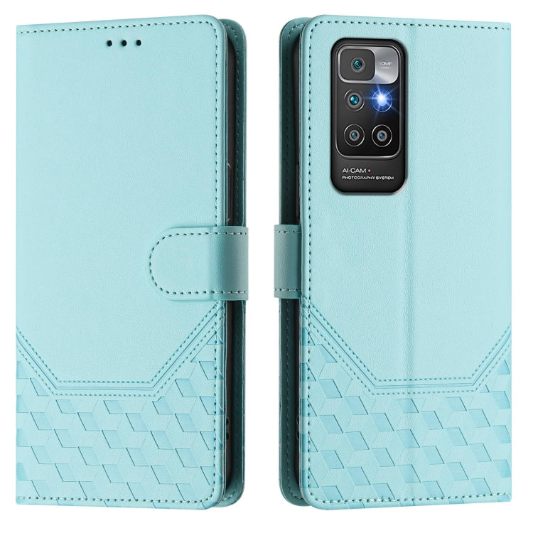 For Redmi 10 2022 / 2021 Honeycomb Embossing RFID Leather Phone Case
