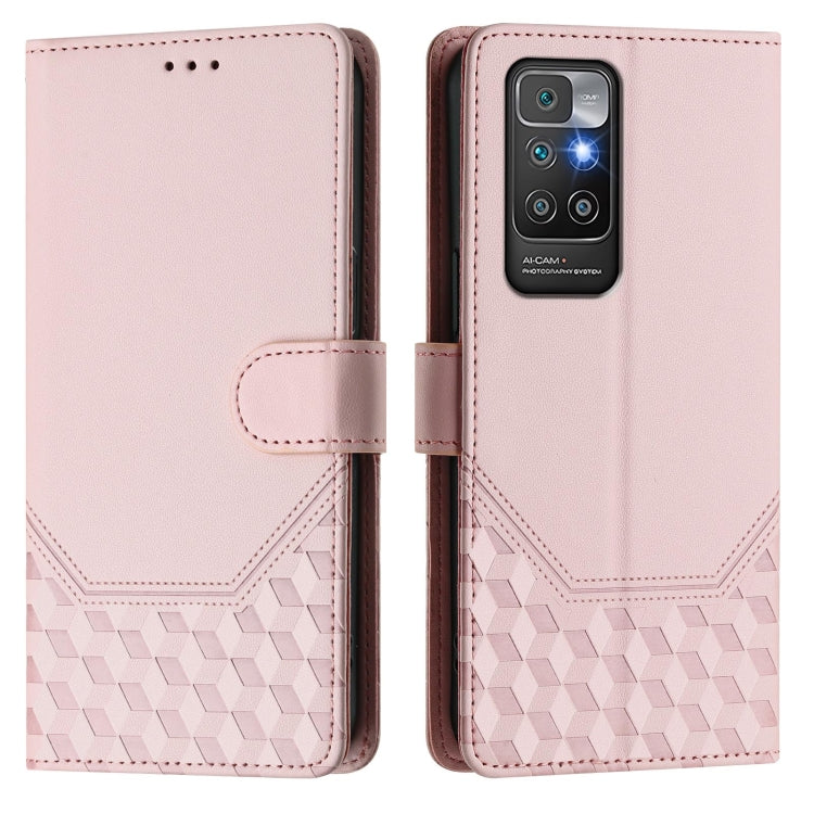 For Redmi 10 2022 / 2021 Honeycomb Embossing RFID Leather Phone Case
