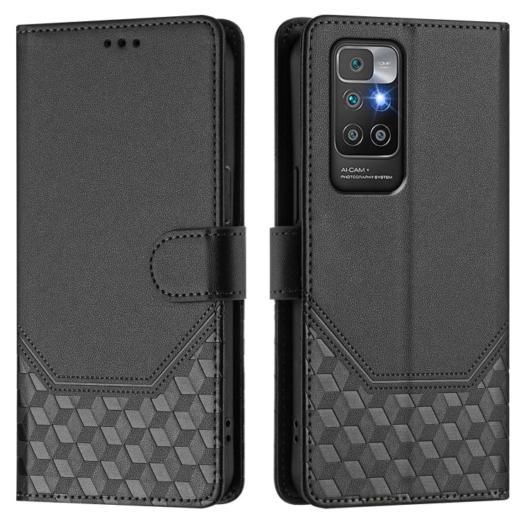 For Redmi 10 2022 / 2021 Honeycomb Embossing RFID Leather Phone Case