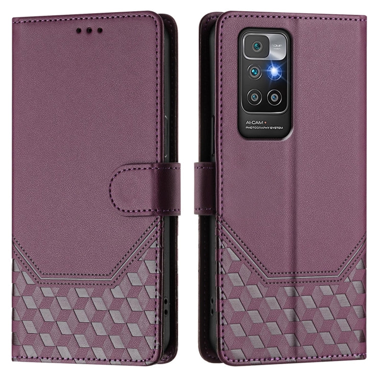 For Redmi 10 2022 / 2021 Honeycomb Embossing RFID Leather Phone Case