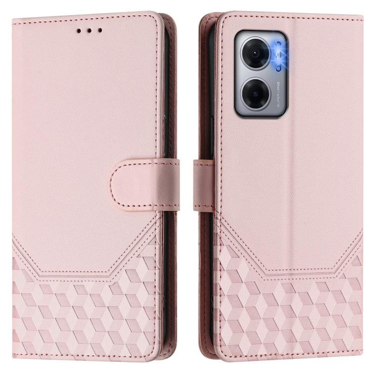 For Redmi 10 5G / Note 11E 5G / Note 11R Honeycomb Embossing RFID Leather Phone Case