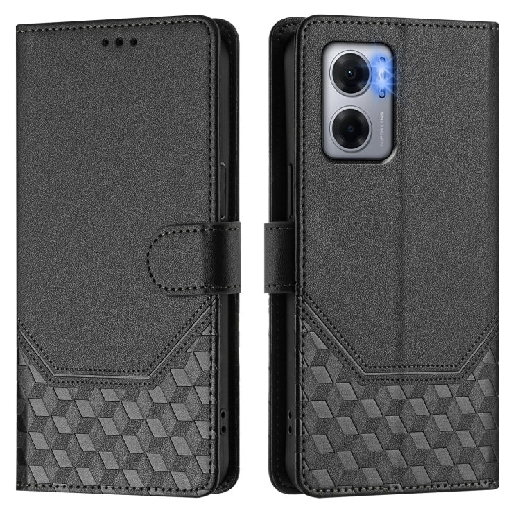 For Redmi 10 5G / Note 11E 5G / Note 11R Honeycomb Embossing RFID Leather Phone Case