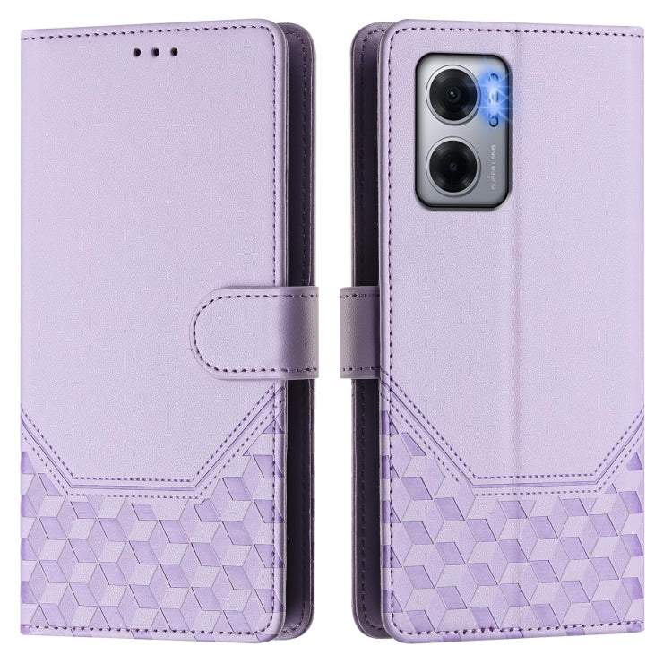 For Redmi 10 5G / Note 11E 5G / Note 11R Honeycomb Embossing RFID Leather Phone Case