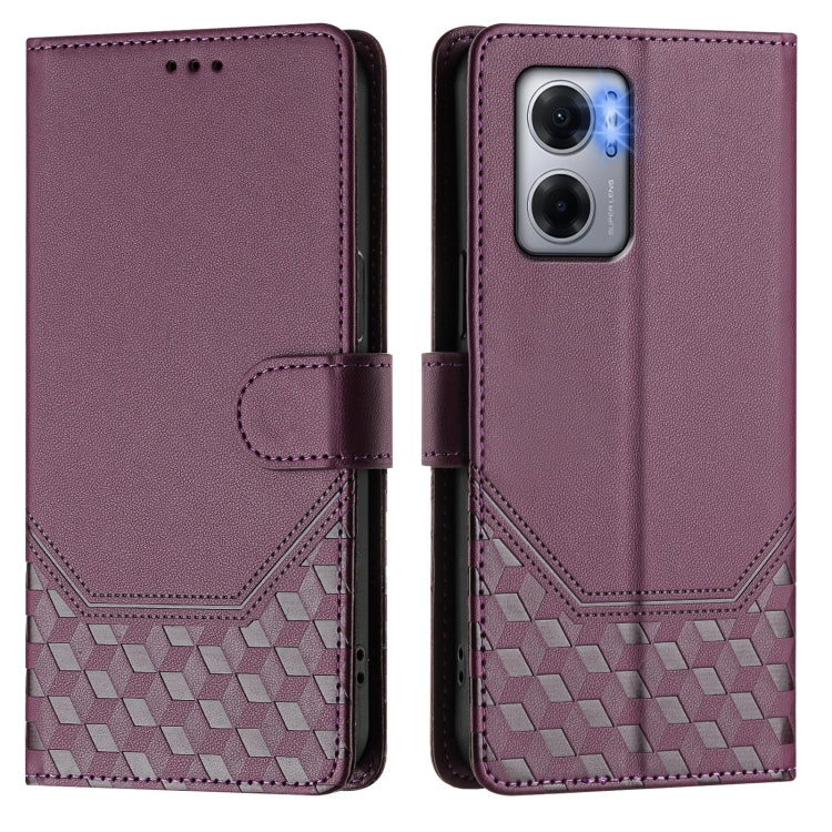 For Redmi 10 5G / Note 11E 5G / Note 11R Honeycomb Embossing RFID Leather Phone Case