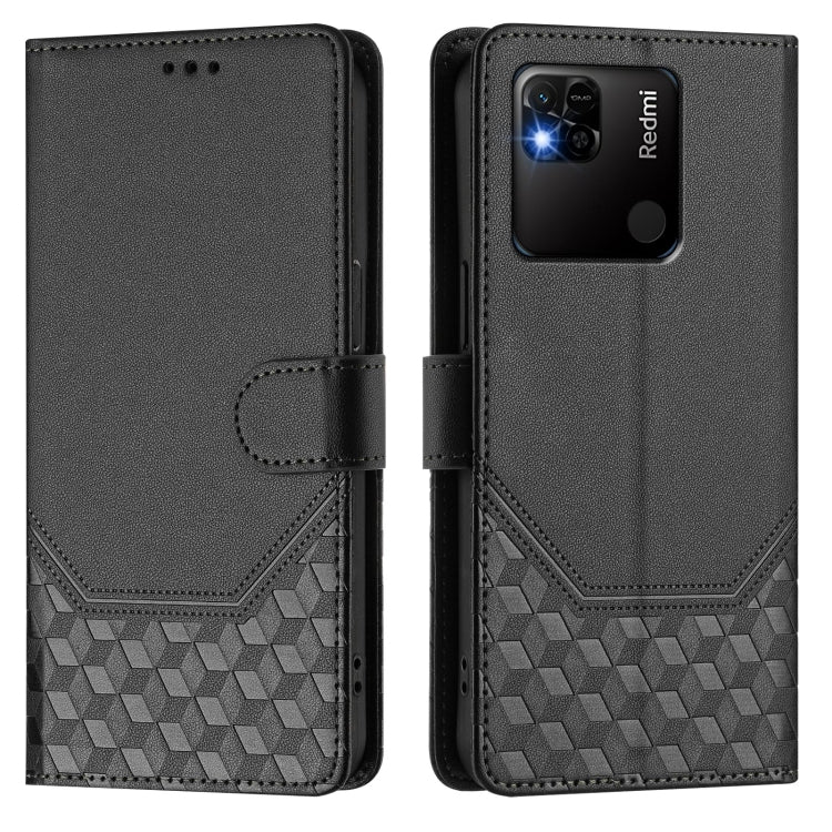 For Redmi 10A / 9C Honeycomb Embossing RFID Leather Phone Case