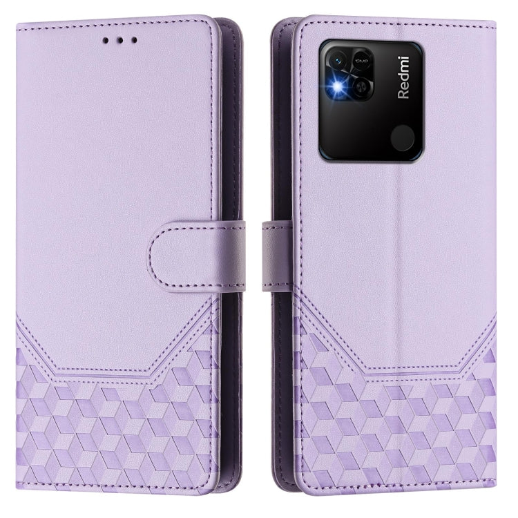 For Redmi 10A / 9C Honeycomb Embossing RFID Leather Phone Case