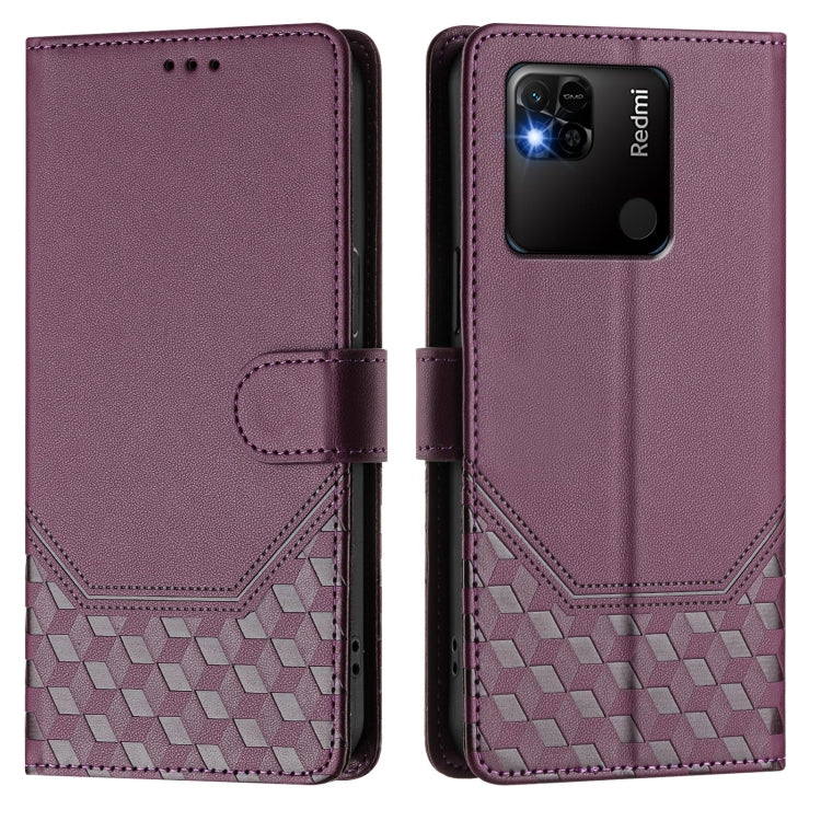 For Redmi 10A / 9C Honeycomb Embossing RFID Leather Phone Case