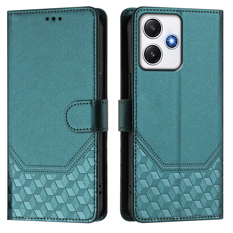 For Redmi 12 5G / 4G Global / Note 12R Honeycomb Embossing RFID Leather Phone Case