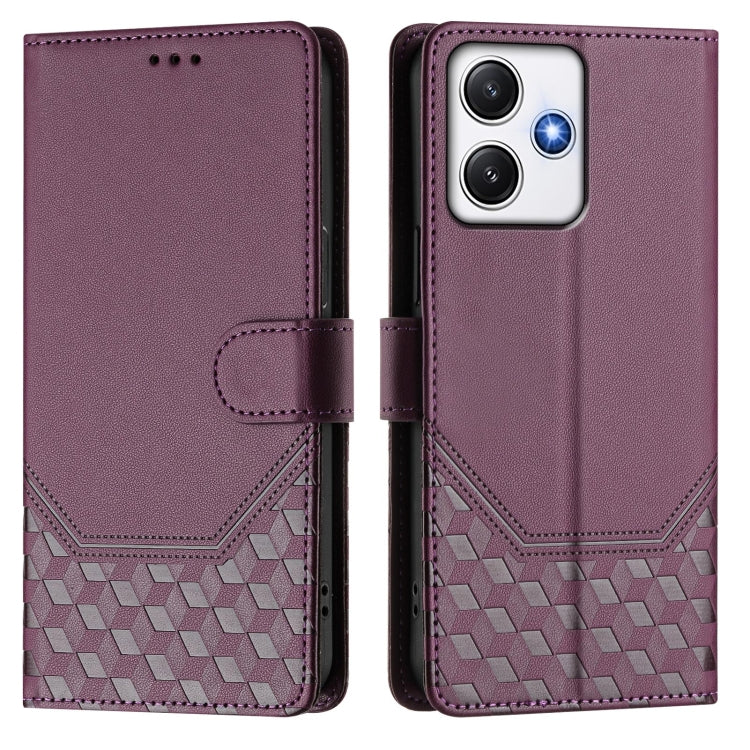 For Redmi 12 5G / 4G Global / Note 12R Honeycomb Embossing RFID Leather Phone Case