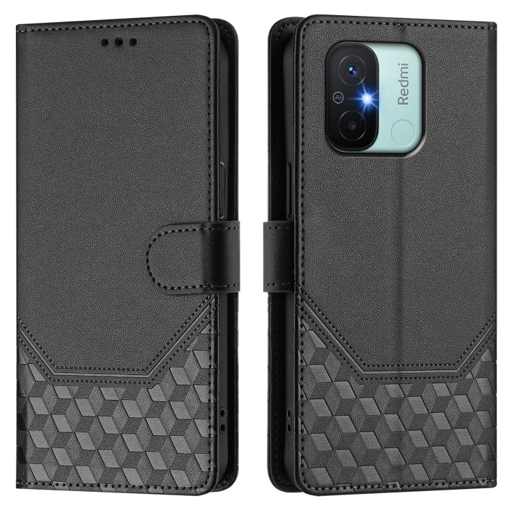 For Redmi 12C / 11A Honeycomb Embossing RFID Leather Phone Case