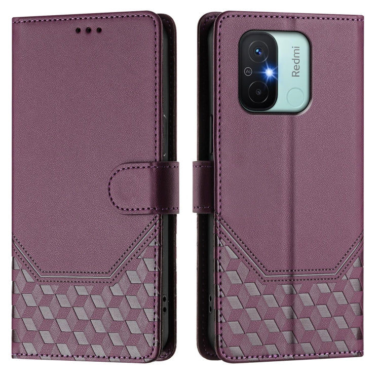 For Redmi 12C / 11A Honeycomb Embossing RFID Leather Phone Case