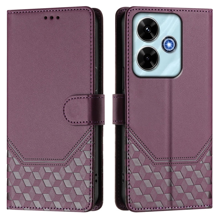 For Redmi 13 5G / 4G Global Honeycomb Embossing RFID Leather Phone Case
