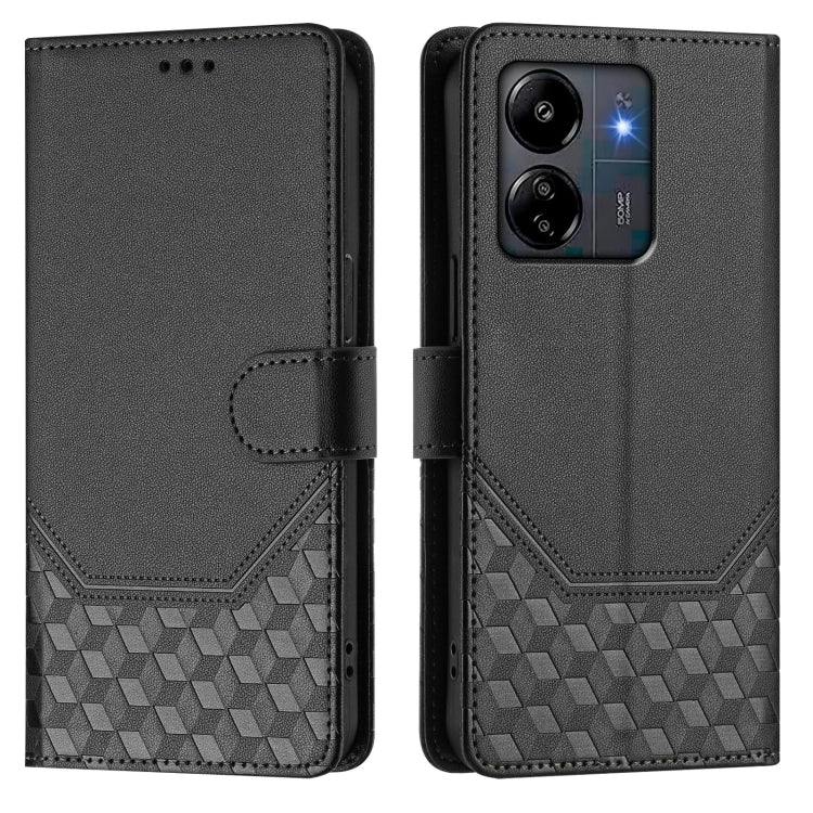 For Redmi 13C 4G Honeycomb Embossing RFID Leather Phone Case