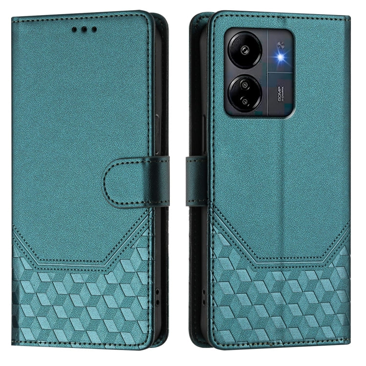 For Redmi 13C 4G Honeycomb Embossing RFID Leather Phone Case