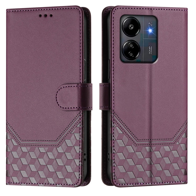 For Redmi 13C 4G Honeycomb Embossing RFID Leather Phone Case