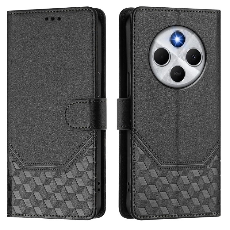 For Redmi 14C 4G Honeycomb Embossing RFID Leather Phone Case