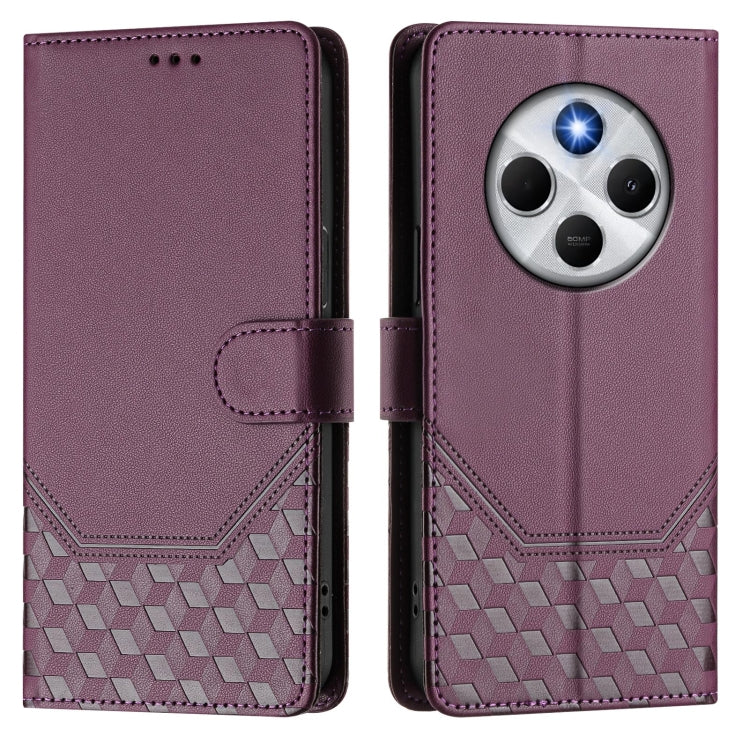 For Redmi 14C 4G Honeycomb Embossing RFID Leather Phone Case
