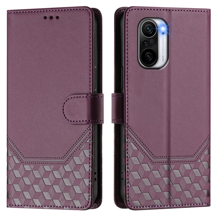 For Redmi K40 / K40 Pro Honeycomb Embossing RFID Leather Phone Case