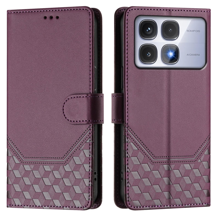 For Redmi K70 Ultra 5G Honeycomb Embossing RFID Leather Phone Case