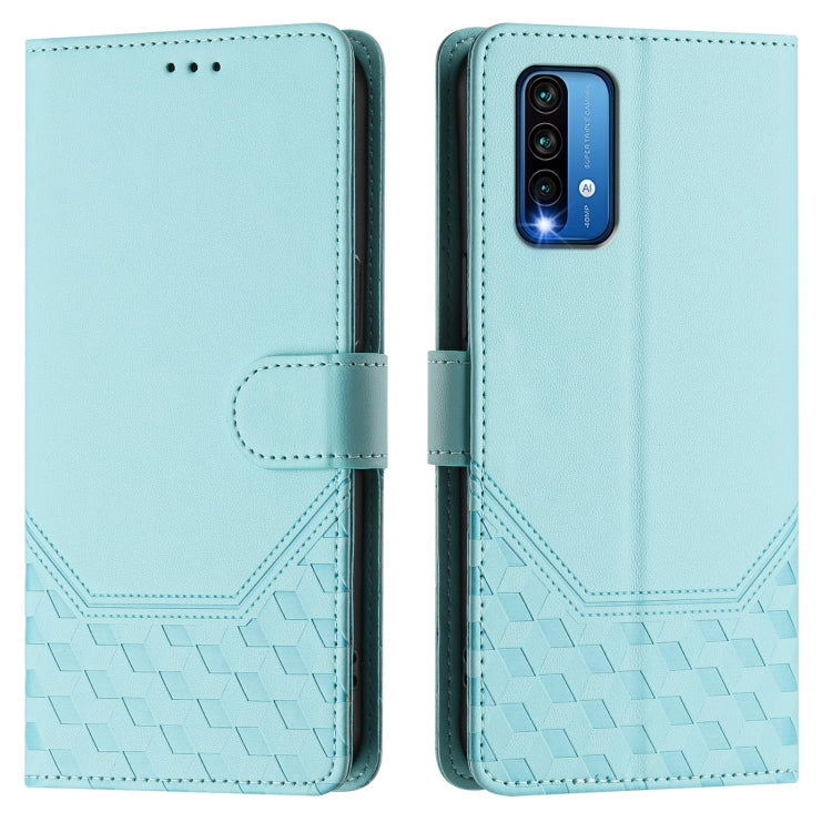 For Redmi 9T Global Honeycomb Embossing RFID Leather Phone Case