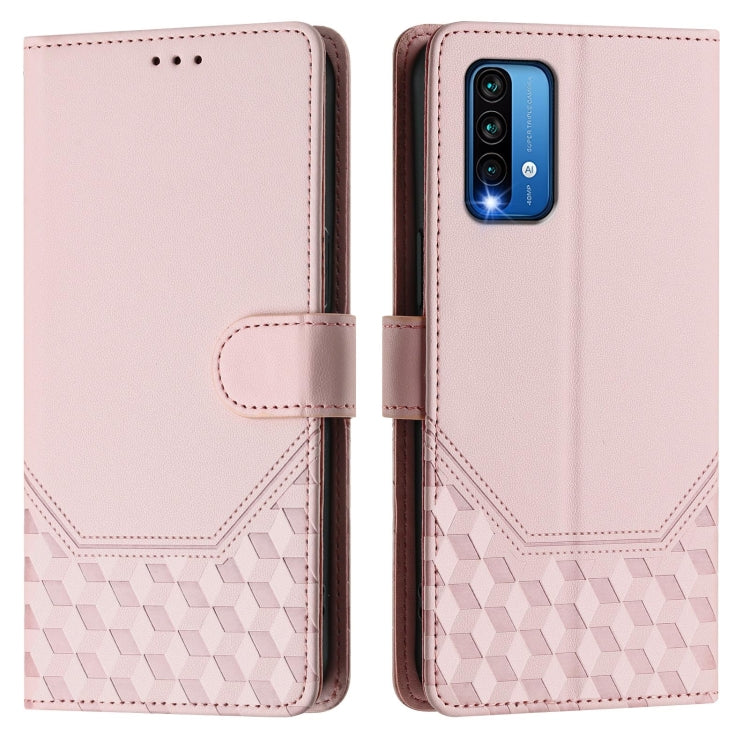 For Redmi 9T Global Honeycomb Embossing RFID Leather Phone Case