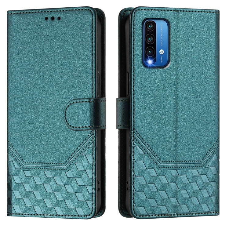 For Redmi 9T Global Honeycomb Embossing RFID Leather Phone Case