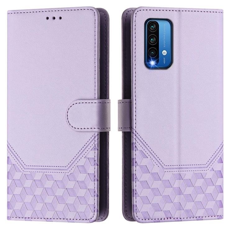 For Redmi 9T Global Honeycomb Embossing RFID Leather Phone Case