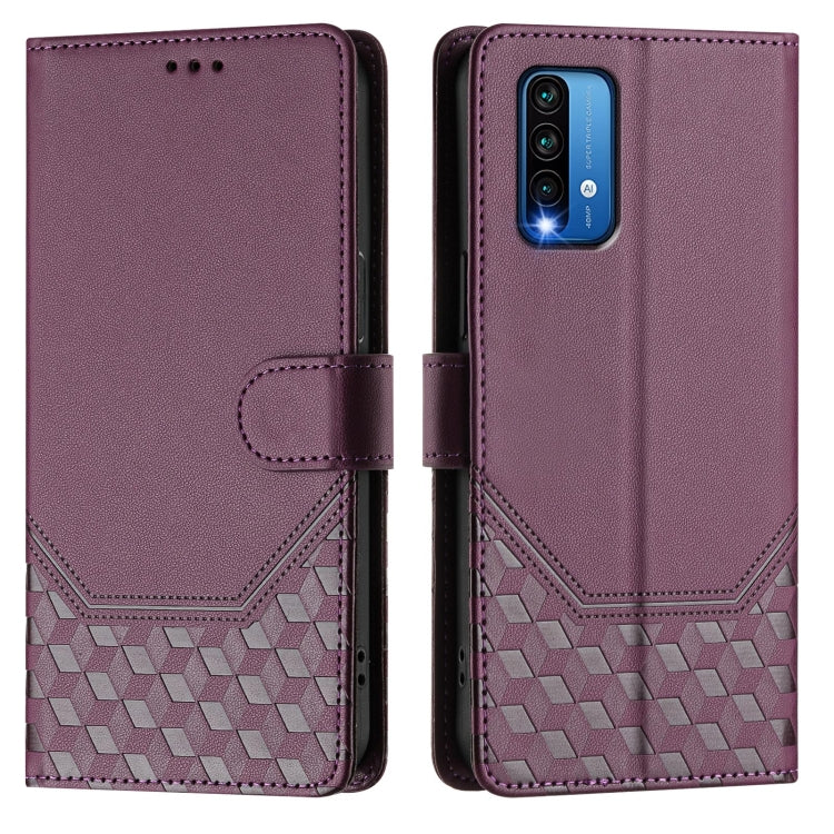 For Redmi 9T Global Honeycomb Embossing RFID Leather Phone Case