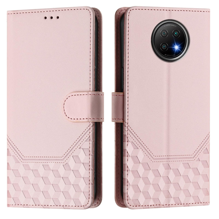 For Redmi Note 9T Global Honeycomb Embossing RFID Leather Phone Case