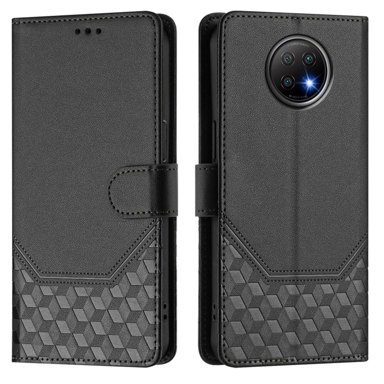 For Redmi Note 9T Global Honeycomb Embossing RFID Leather Phone Case