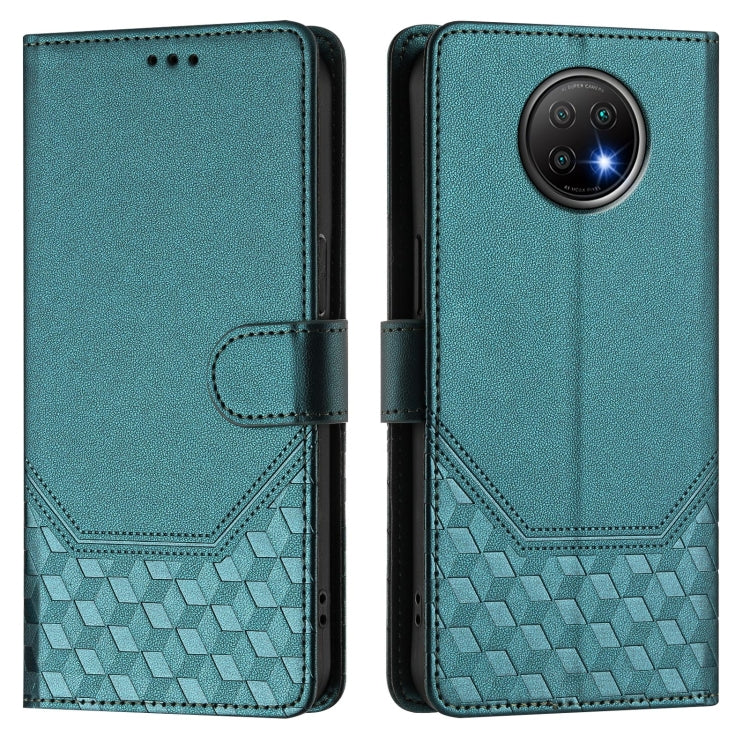 For Redmi Note 9T Global Honeycomb Embossing RFID Leather Phone Case