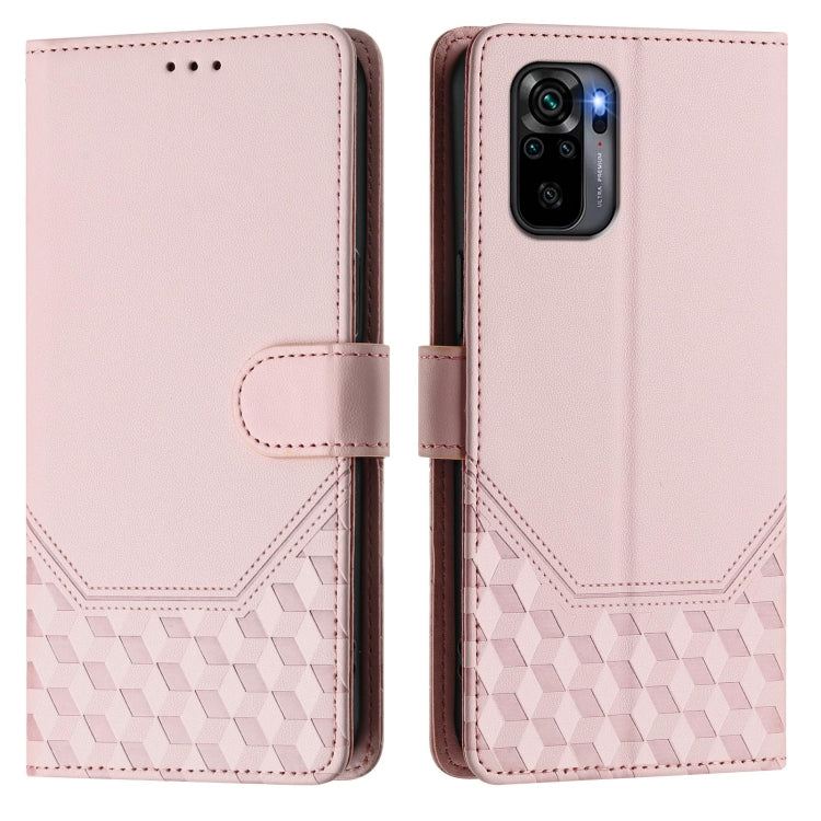 For Redmi Note 10 4G / 10S 4G / 11 SE India Honeycomb Embossing RFID Leather Phone Case