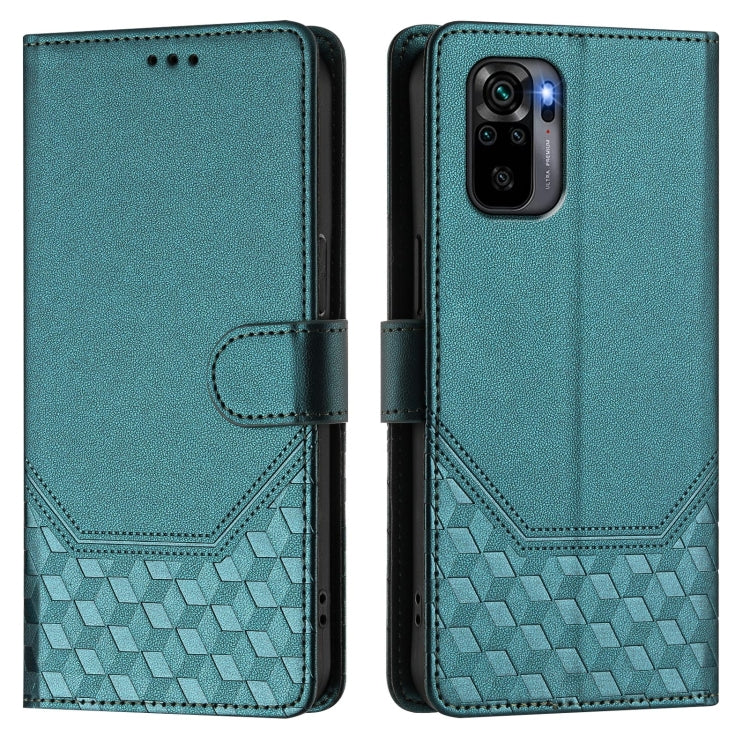 For Redmi Note 10 4G / 10S 4G / 11 SE India Honeycomb Embossing RFID Leather Phone Case