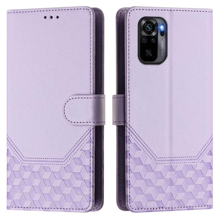 For Redmi Note 10 4G / 10S 4G / 11 SE India Honeycomb Embossing RFID Leather Phone Case