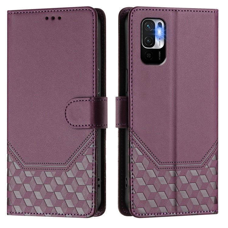 For Redmi Note 10 5G / Note 10T 5G Honeycomb Embossing RFID Leather Phone Case