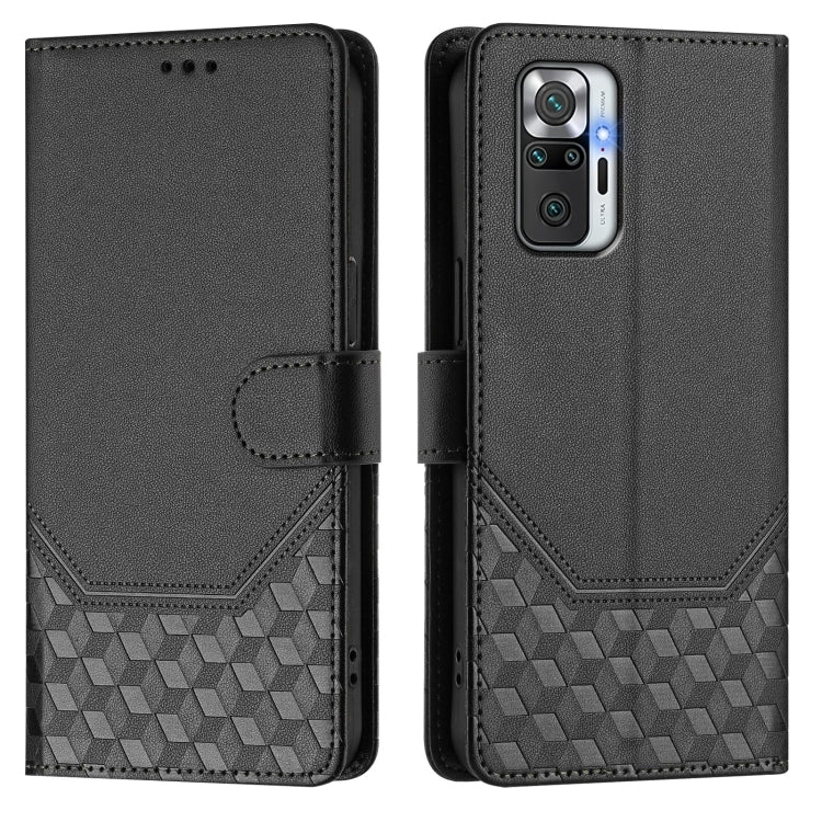 For Redmi Note 10 Pro 4G / Note 10 Pro Max Honeycomb Embossing RFID Leather Phone Case